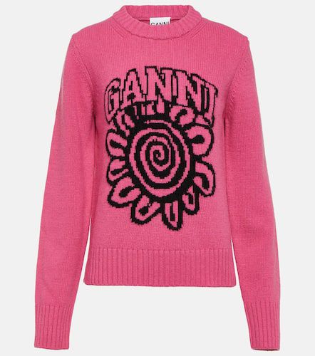 Pullover in misto lana con logo - Ganni - Modalova