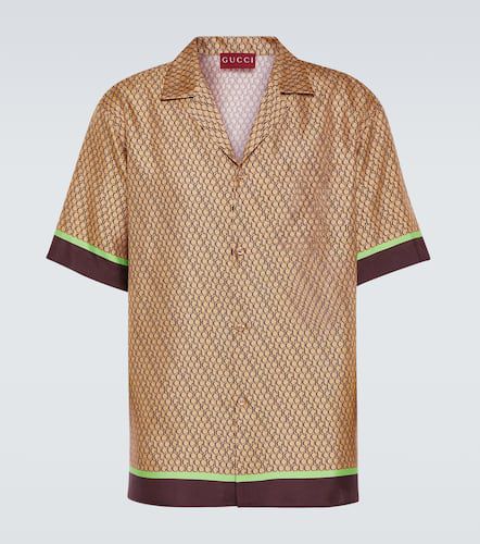 Camicia bowling in seta con stampa - Gucci - Modalova