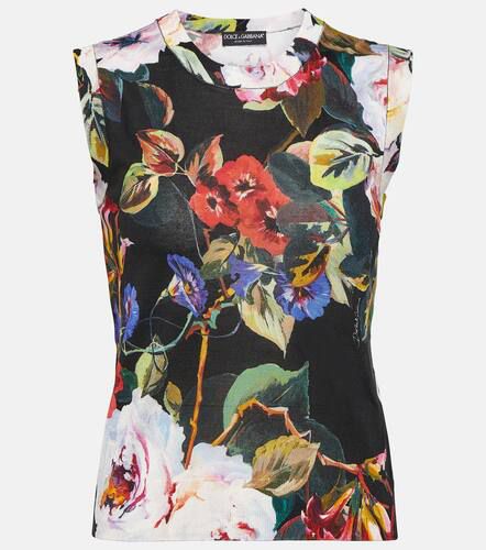 Top in seta con stampa floreale - Dolce&Gabbana - Modalova