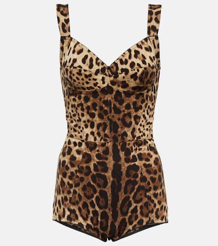 Body a corsetto con stampa leopardata - Dolce&Gabbana - Modalova
