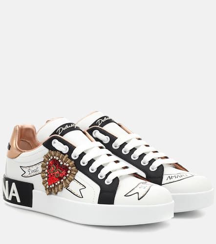 Sneakers Portofino in pelle con logo - Dolce&Gabbana - Modalova