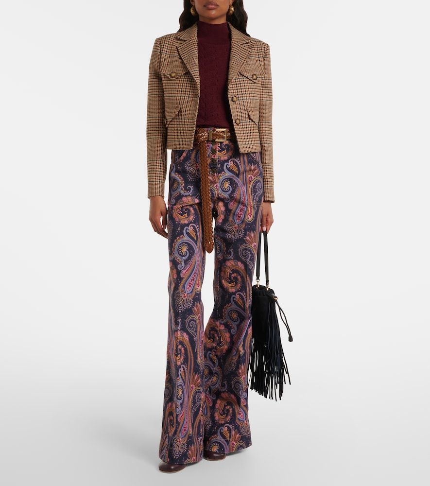 Houndstooth cropped wool blazer - Etro - Modalova