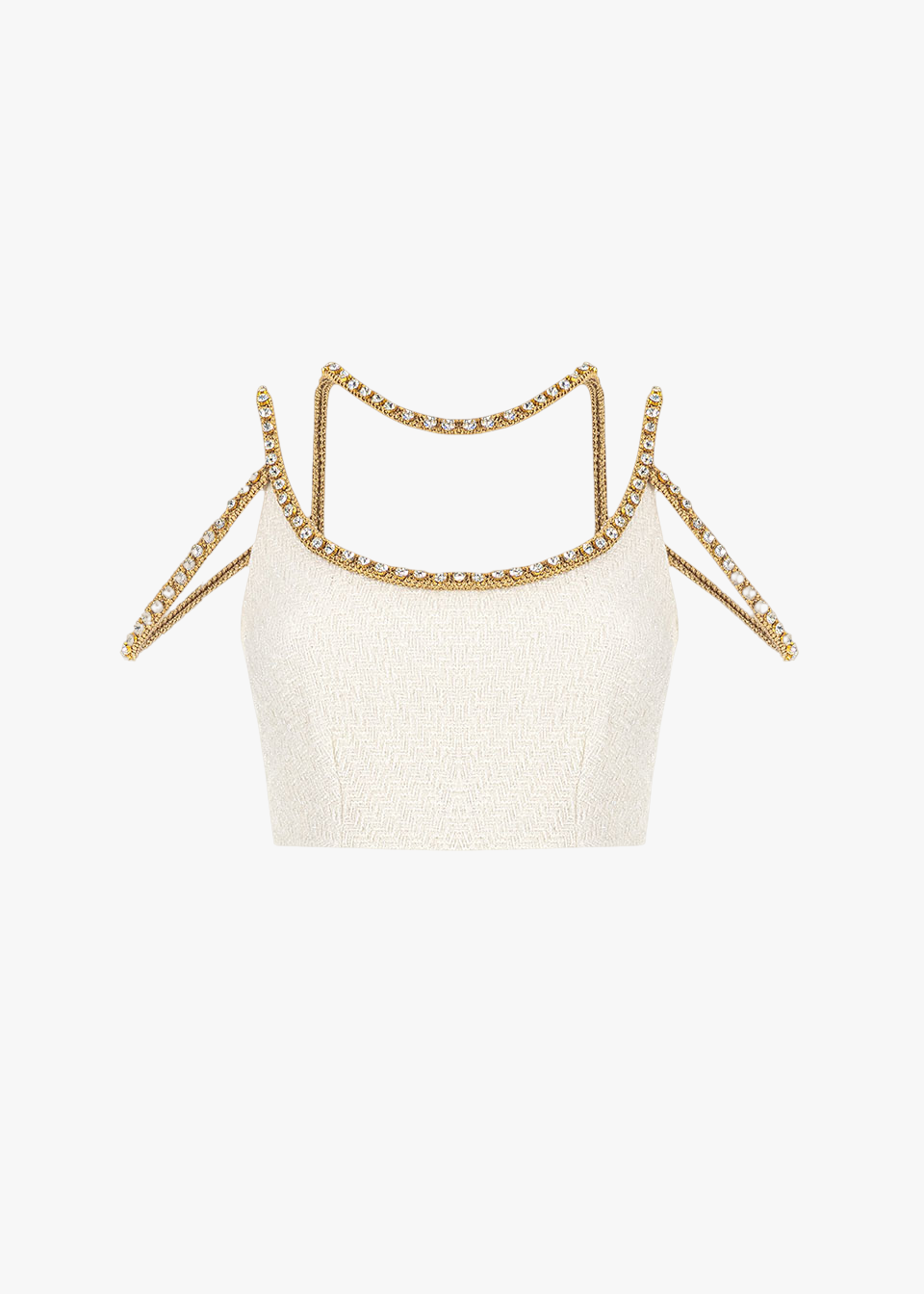 Gold thread-embroidered tweed top - L - Crop tops - Monika Dimova - Modalova