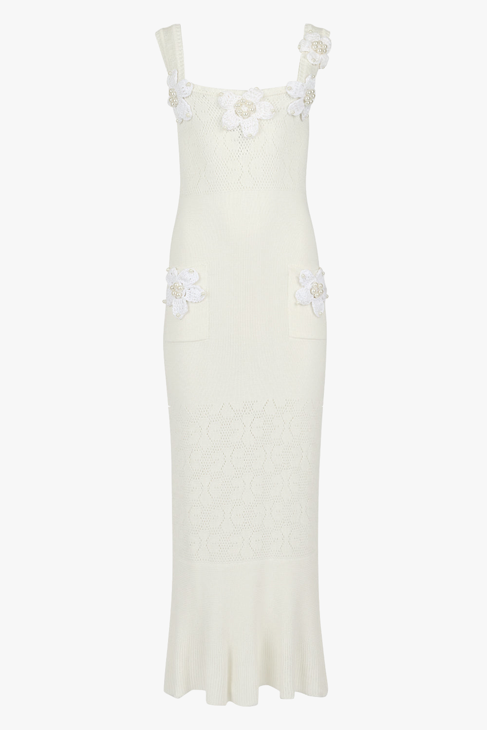 Vanilla Knit Dress With Handmade Embroidery - XS - Midi dresses - ANDREEVA - Modalova