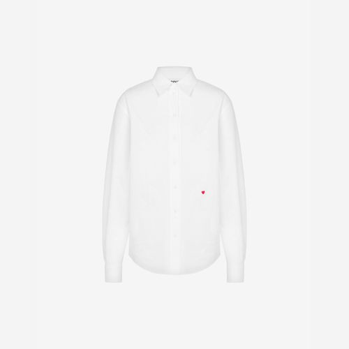 Moschino heart-embroidered poplin shirt - White
