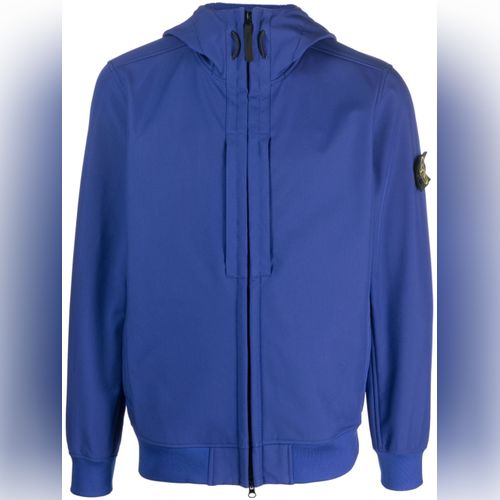 Stone island soft hot sale shell jacket blue