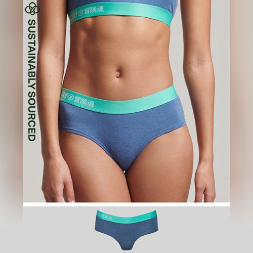 Women's Organic Cotton Offset Logo Bikini Briefs in Ice Green Marl