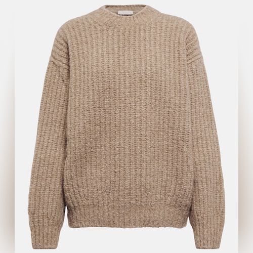 Off-shoulder ribbed-knit cashmere sweater in beige - Loro Piana